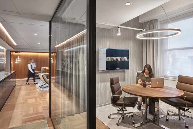 Create professional and inviting space with elegant glass partition